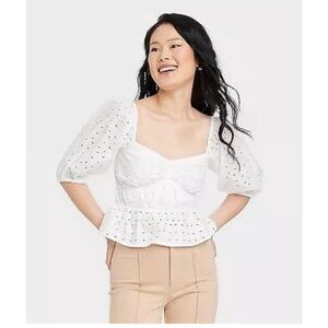 A New Day by Target - Puff Elbow White top
